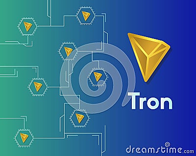 Cryptocurrency tron blockchain circuit networking background Vector Illustration
