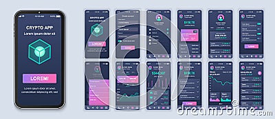 Cryptocurrency UI app smartphone interface vector Vector Illustration