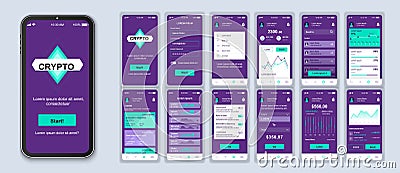Cryptocurrency UI smartphone interface vector Vector Illustration