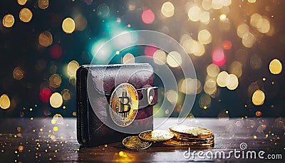 Cryptocurrency wallet virtual business imagination. Generative AI Stock Photo