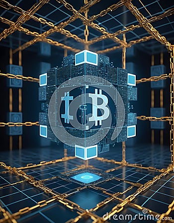 Cryptographic Core Visualization AI Generative Stock Photo