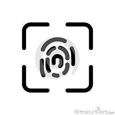 Cryptographic signature glyph icon, Touch ID security and identity, fingerprint sign, vector graphics, solid pattern for Vector Illustration