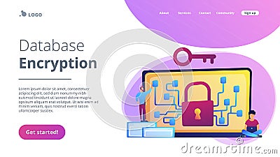 Cryptography and encryption concept landing page. Vector Illustration