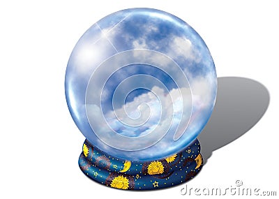 Crystal ball with clouds Stock Photo