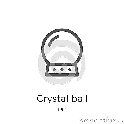crystal ball icon vector from fair collection. Thin line crystal ball outline icon vector illustration. Outline, thin line crystal Vector Illustration