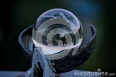 Crystal ball - Meteorological Instrument which indicates the position of the Sun. Meteorological station in Belgrade Stock Photo