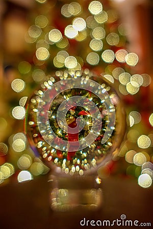 Crystal Ball Photo of Christmas tree Stock Photo