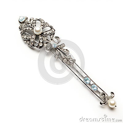 Crystal Blue Pearl Hairpin: Late 19th Century Style Inspired By Viscountess Stock Photo