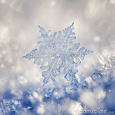 Crystal Blue Snowflake Stock Photo