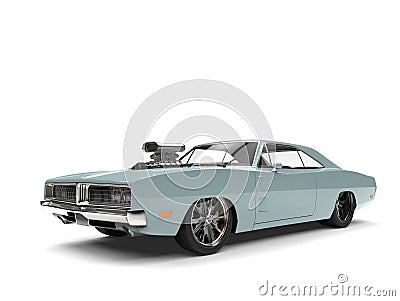 Crystal blue vintage American muscle car - beauty shot Stock Photo