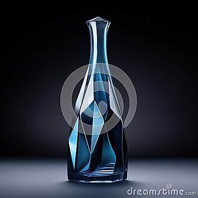 Art Deco Bottle With Geometric Design On Dark Black Background Stock Photo