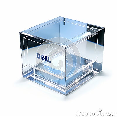 Crystal Branded Dell Cube: Photorealistic Rendering With Glossy Finish Stock Photo