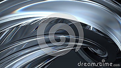 Crystal Calm Bezier Curves Elegant Modern 3D Rendering Abstract Background with Black Background Cartoon Illustration