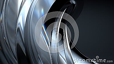 Crystal Chic Bezier Curves Elegant and Modern 3D Rendering Abstract Background with Black Background Cartoon Illustration