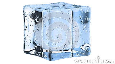 Crystal Clear Artificial Acrylic Ice Cubes Square Shape on a white background. 3d illustration Cartoon Illustration