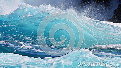 Crystal clear blue wave close-up Stock Photo