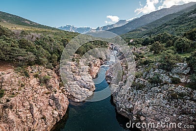 Fango river in Corsica and Paglia Orba mountain Stock Photo