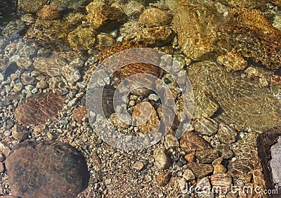 Crystal clear floating water different size of stone Stock Photo