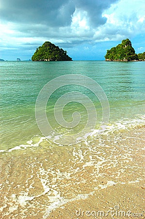 Crystal Clear Ocean at Beach in Krabi, Thailand. Stock Photo