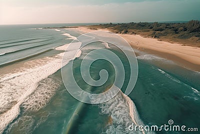 Crystal clear ocean waters and a stunning aerial view of a beautiful beach Stock Photo