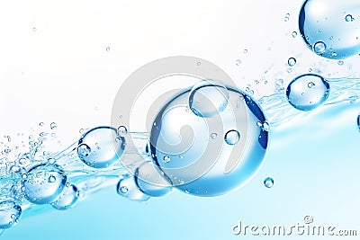 Crystal-clear water bubbles, refreshment and rejuvenation, wellness and cosmetics industry advertising. Stock Photo