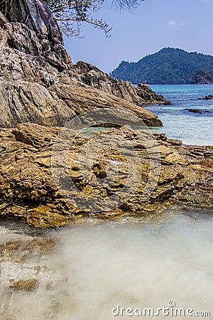 Crystal clear water at Flower Island - one of beautiful Islands in Kawthoung,a seaside province of Myanmar. Stock Photo