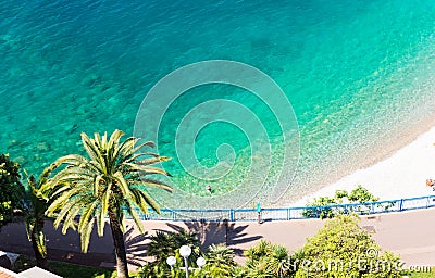 Crystal clear water in Nice, french riviera, cote d`azur, South France Stock Photo