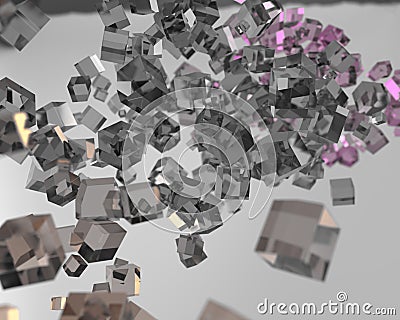 Crystal cubes on the gray background Cartoon Illustration