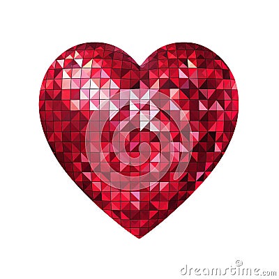 crystal disco heart on isolated background Stock Photo
