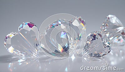 Crystal Facets with Rainbow Heart Reflections Stock Photo