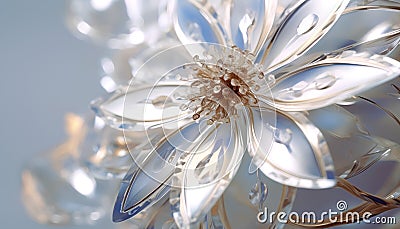 crystal flower on a white background. 3d rendering, 3d illustration. Cartoon Illustration