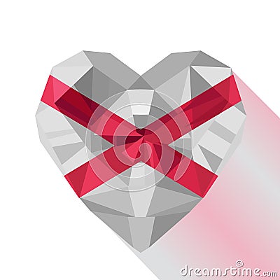 Crystal gem jewelry Saint Patrick`s Saltire heart with Saint Patrick`s Flag. Vector Illustration