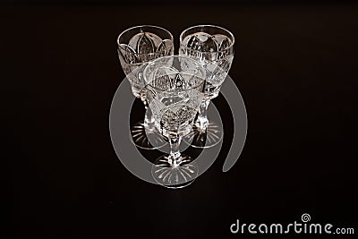 Crystal glass for different drinks Stock Photo