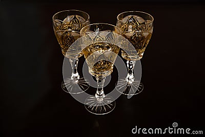 Crystal glass for different drinks Stock Photo