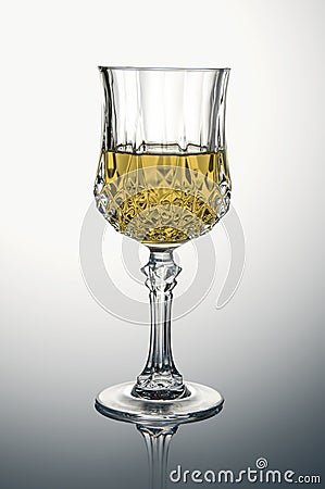 Crystal Glass with White Wine Stock Photo