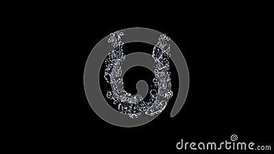 crystal glowing transparent brilliants letter U on black, isolated - object 3D illustration Stock Photo