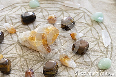 Crystal Healing Grid and Sacred Geometry Stock Photo