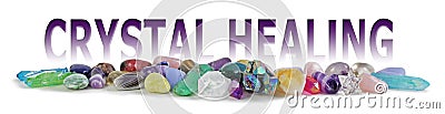 Crystal Healing Tumbled Stones Banner Stock Photo