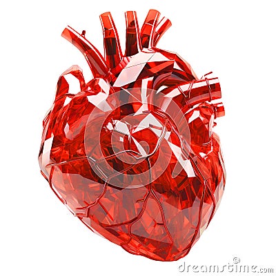 red Crystal heart on isolated background Stock Photo