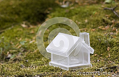 Crystal house over moss Stock Photo