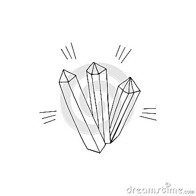 Crystal icon, sticker. sketch hand drawn doodle style. minimalistic, monochrome. jewel, shining, treasure Stock Photo