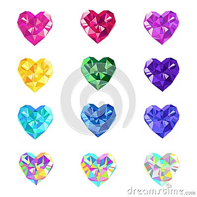 Crystal jewel vector hearts Vector Illustration