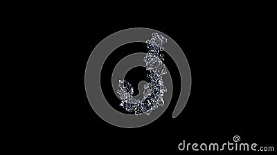 crystal glowing clear brilliants letter J on black, isolated - object 3D illustration Stock Photo