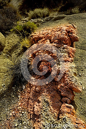 Crystal-like stones appeared in the vast desert. Stock Photo