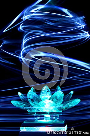 Crystal lotus flower in light painting Stock Photo