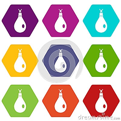 Crystal pendant icon set color hexahedron Vector Illustration
