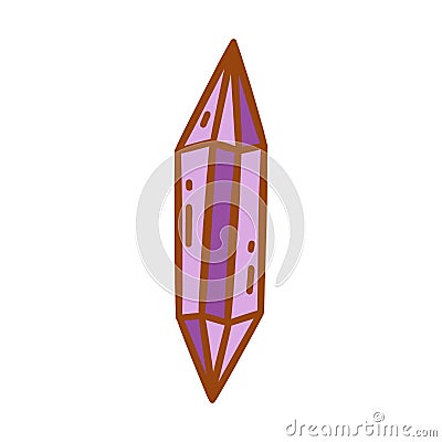 Crystal purple diamond. Gemstone magic. Vector doodle colorful Vector Illustration