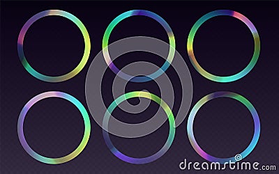 Crystal refraction frame, rainbow sunlight border, prism light effect, holographic reflections in a circle shape. Vector Illustration
