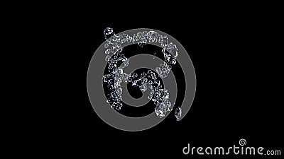 crystal glowing clear diamonds letter R on black, isolated - object 3D rendering Stock Photo