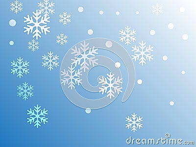 Crystal snowflake and circle shapes vector graphics. Macro winter snow confetti scatter card background. Vector Illustration